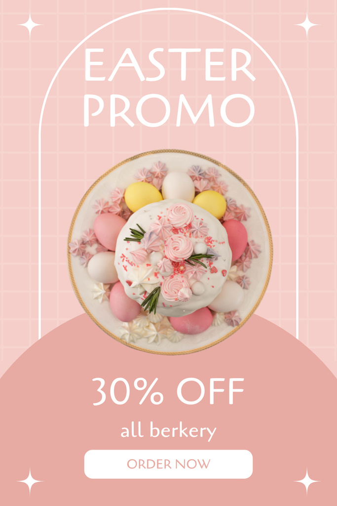 Easter Sale Ad with Festive Cake Decorated with Meringue Pinterest Design Template