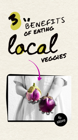 Woman holding Fresh Eggplants Instagram Story Design Template