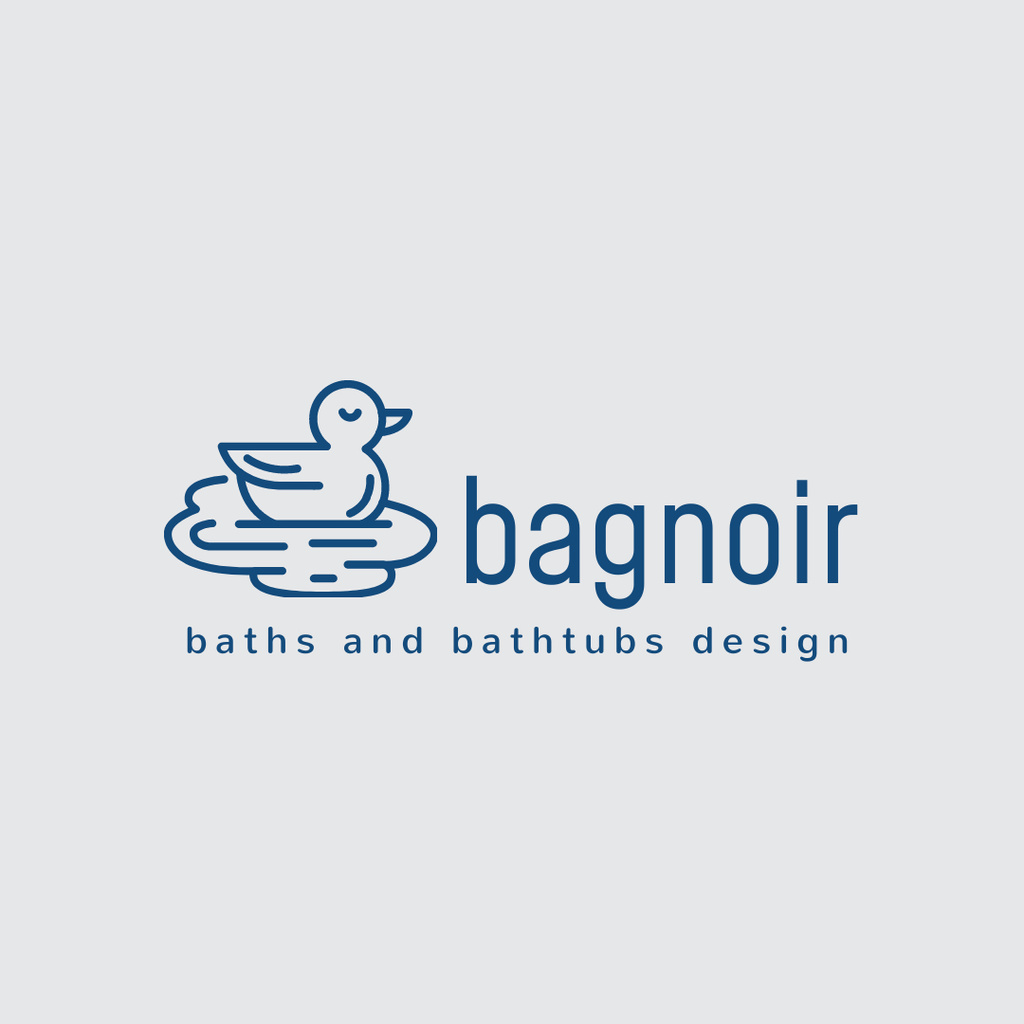 Bath with Swimming Duck in Blue Logo 1080x1080px Design Template