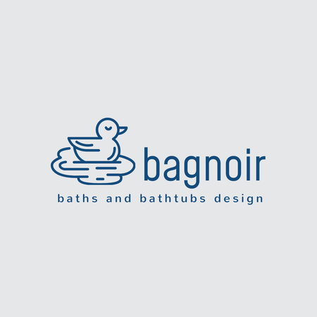 Bath with Swimming Duck in Blue Logo 1080x1080pxデザインテンプレート