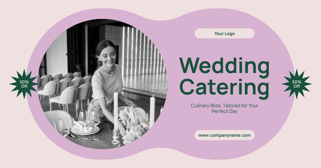 Wedding Catering Services Announcement with Cater Facebook AD Tasarım Şablonu