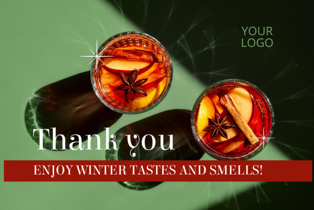 Winter Offer of Tasty Mulled Wine Postcard 4x6in Šablona návrhu