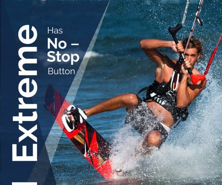 Extreme Inspiration Man Riding Kite Board Medium Rectangle Design Template