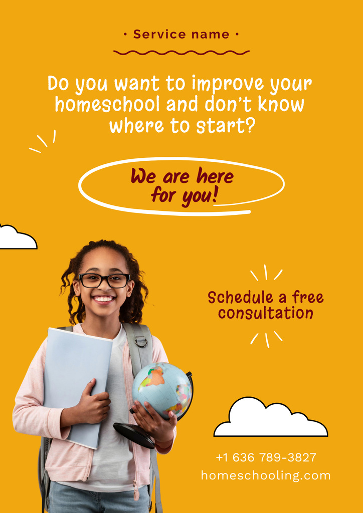 Plantilla de diseño de Home Education Ad with Smiling Student with Books Poster 