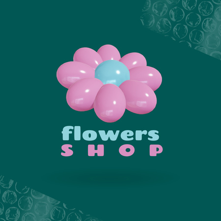 Flowers Shop With Model Of Colorful Flower Animated Logo Design Template