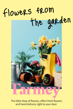 Flowers Shop Ad Pinterest Design Template