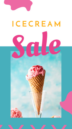 Melting Ice Cream Sale on Pink Instagram Story Design Template