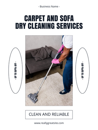 Plantilla de diseño de Servicio de limpieza en seco de alfombras y sofás Poster US 