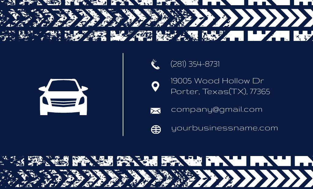 Car Service Offer with Tire Prints Business Card 91x55mm Design Template