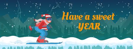 Ontwerpsjabloon van Facebook Video cover van Cute New Year Holiday Greeting