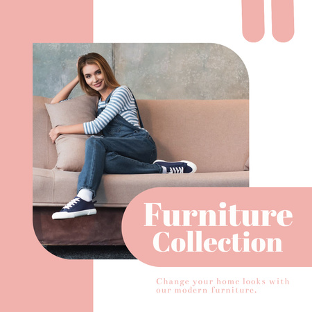 Furniture Store Ad with Cozy Sofa Instagram Design Template