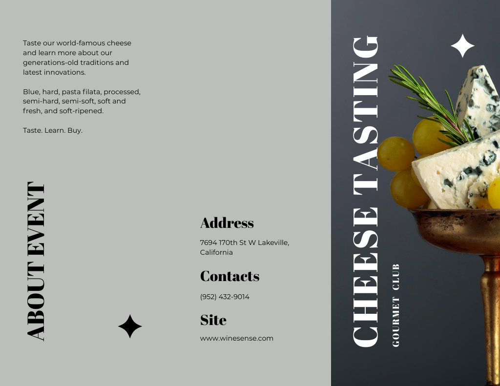 Cheese Tasting Event Announcement Brochure 8.5x11inデザインテンプレート