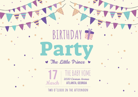 Birthday party Bright Invitation Poster A2 Horizontal Design Template