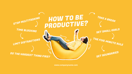 Plantilla de diseño de Consejos de productividad diaria en amarillo Mind Map 