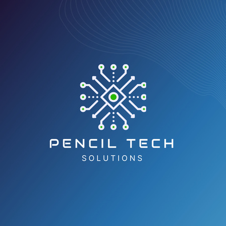 Tech Company Emblem on Blue Gradient Logo Design Template