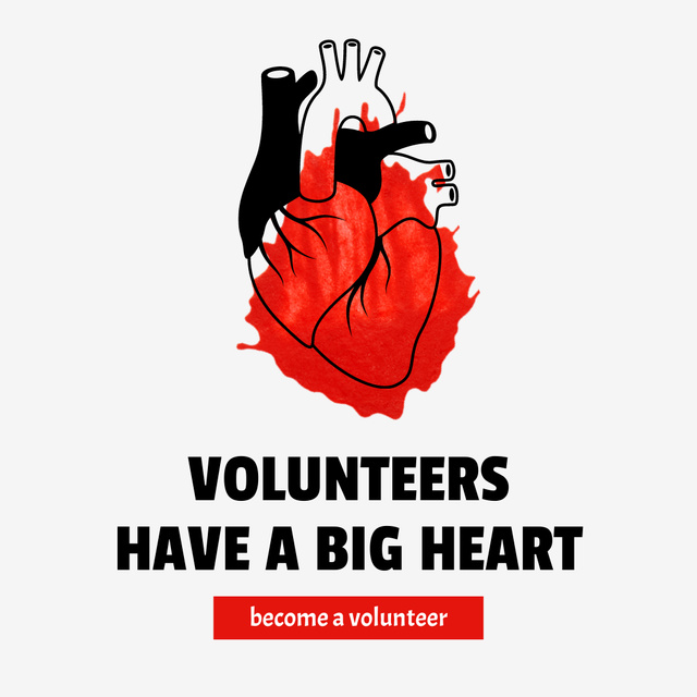 Volunteers Have a Big Heart Instagram tervezősablon