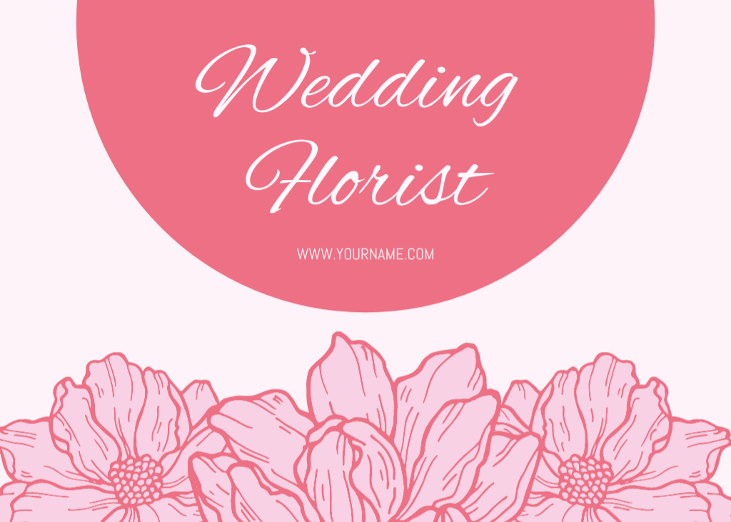 Designvorlage Wedding Florist Services Ad in Pink für Postcard 5x7in