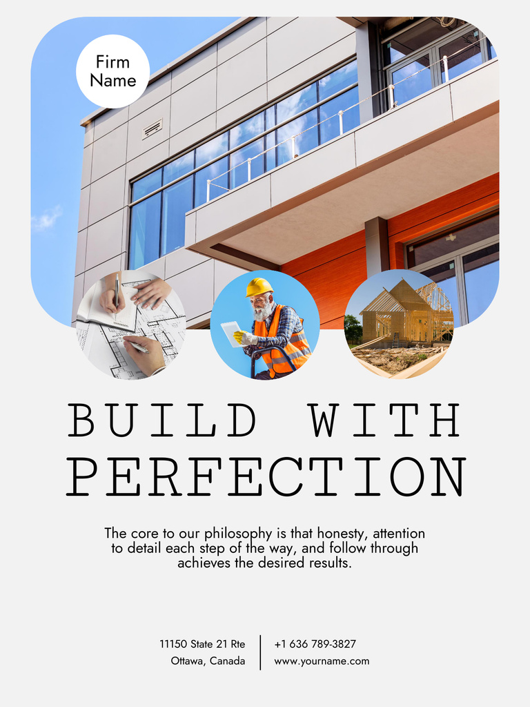 Construction Services Advertising with Collage Poster US Design Template