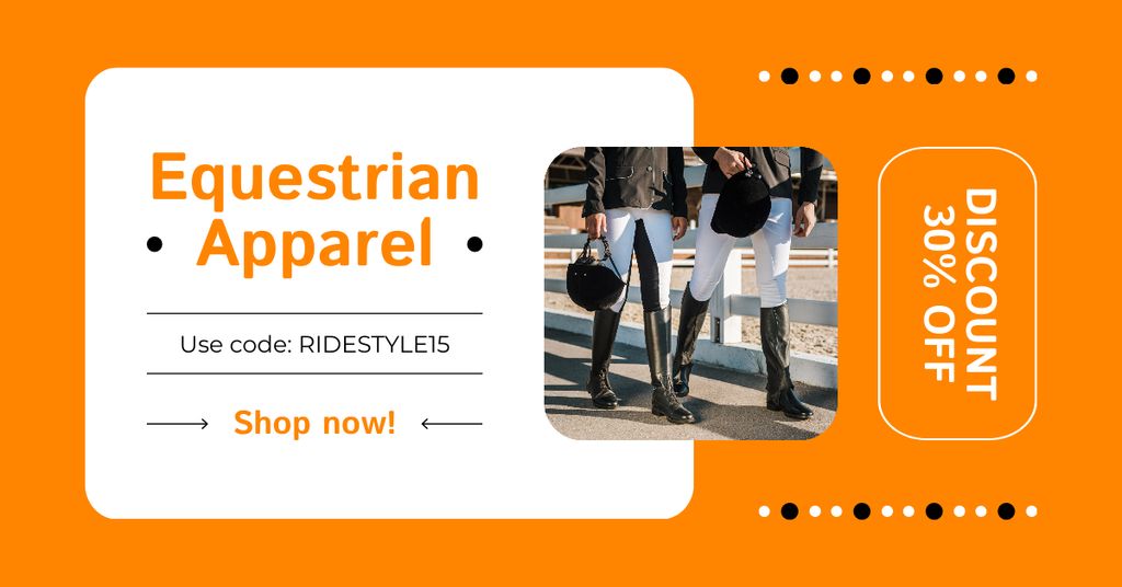 Discount By Promo Code On Equestrian Apparel Facebook AD Design Template