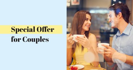 Cute Couple on Date in Cafe Facebook AD Design Template