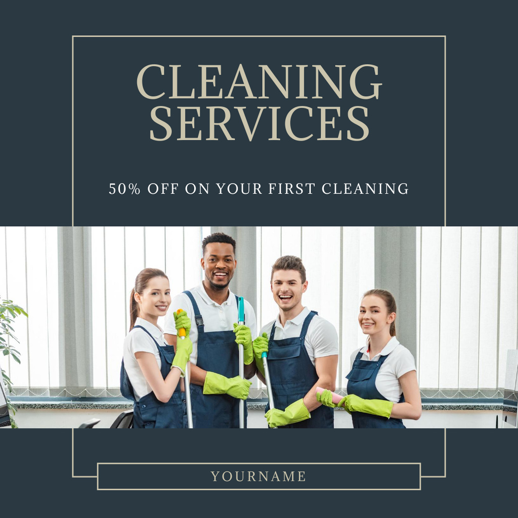 Professional Team for Cleaning Services At Discounted Rates Offer Instagram AD Tasarım Şablonu