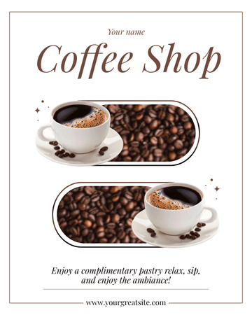 Roasted Coffee Beans And Coffee Drinks Offer In White Instagram Post Vertical Design Template