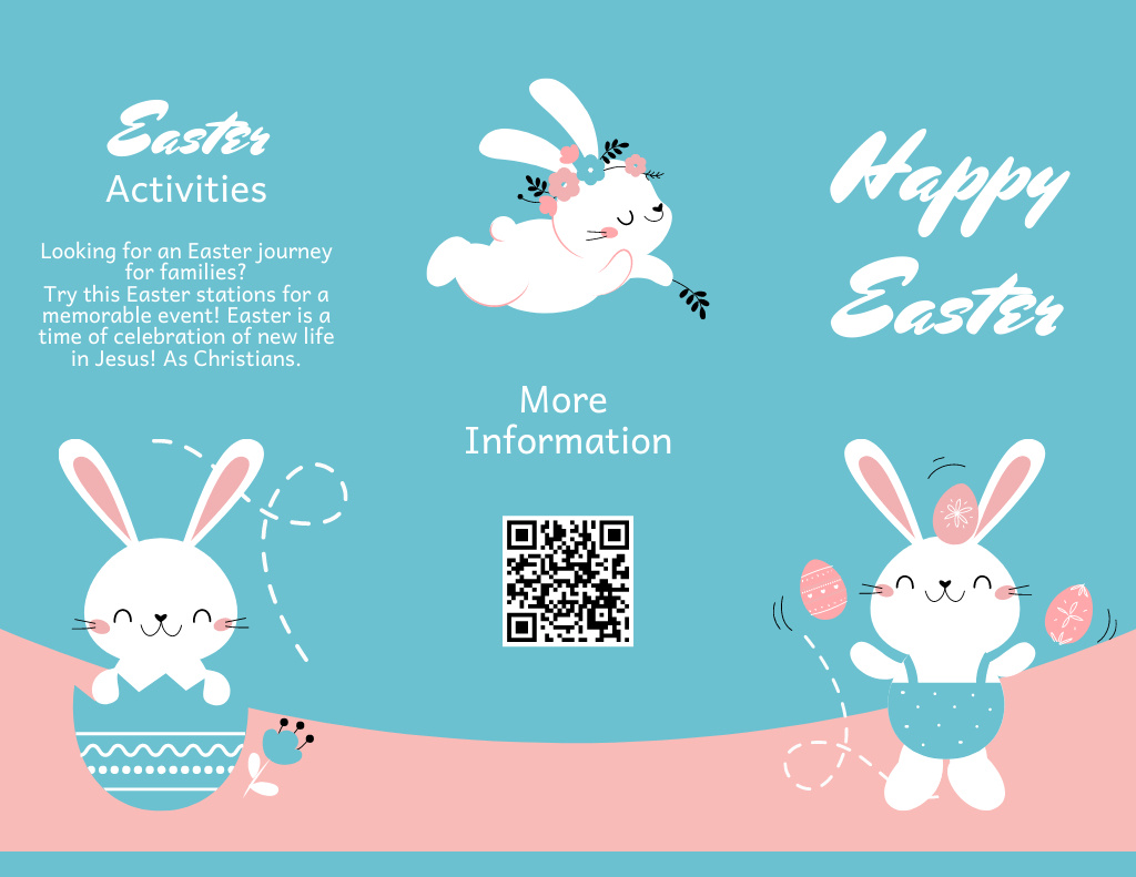 Easter Egg Hunt Promotion with Cute Easter Bunnies Brochure 8.5x11in Design Template