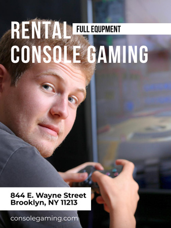 Game Console Rental Announcement Poster US Modelo de Design