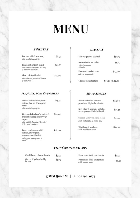 Designvorlage Restaurant tasty meal list für Menu