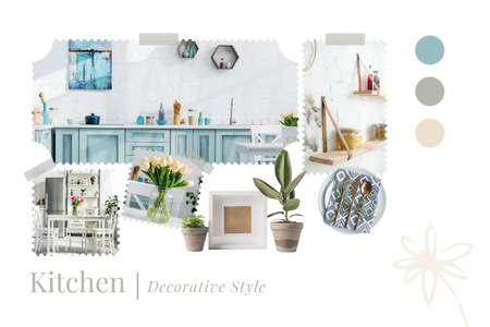 Kitchen Interior Decoration Design Mood Board Tasarım Şablonu