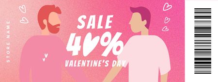 Platilla de diseño Valentine's Day Sale with Gay Couple and Discount Offer Coupon