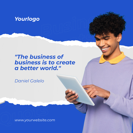 Business and Creativity Quote on Blue LinkedIn post Design Template