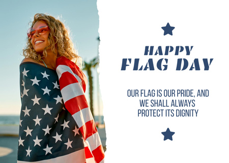 Flag Day Celebration Announcement Postcard 5x7in Design Template