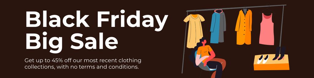 Black Friday Big Sale of Clothes Twitter Design Template