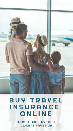 Family Looking Out Window in Airport Instagram Video Story Design Template