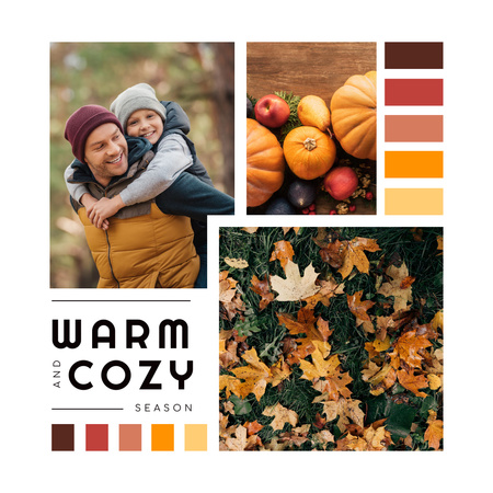 Happy Father and Son Having Fun in Autumn Park Instagram AD Design Template