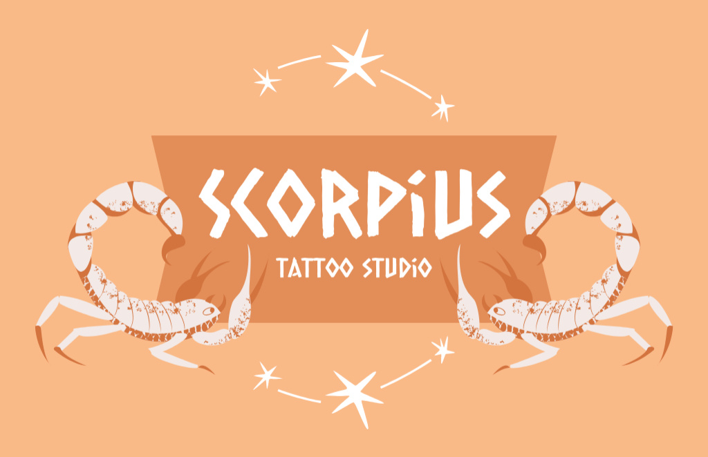 Scorpions Illustration And Tattoo Studio Offer Business Card 85x55mm Design Template