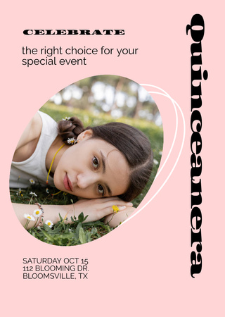 Announcement of Quinceañera with Pretty Girl Flyer A6 Design Template