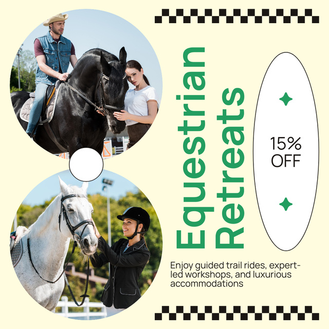 Expert-lid Workshops And Equestrian Retreats With Discount Instagram tervezősablon