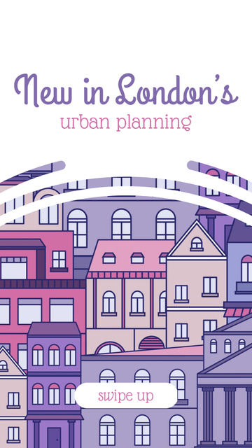 Designvorlage Real Estate Ad with Town in pink für Instagram Story