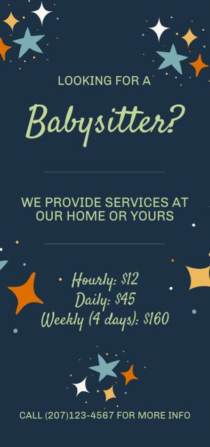 Responsible Babysitting Services Offer With Schedule Flyer DIN Large – шаблон для дизайна