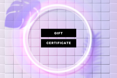 Gift Card Offer with Neon Purple Circle Gift Certificate Design Template