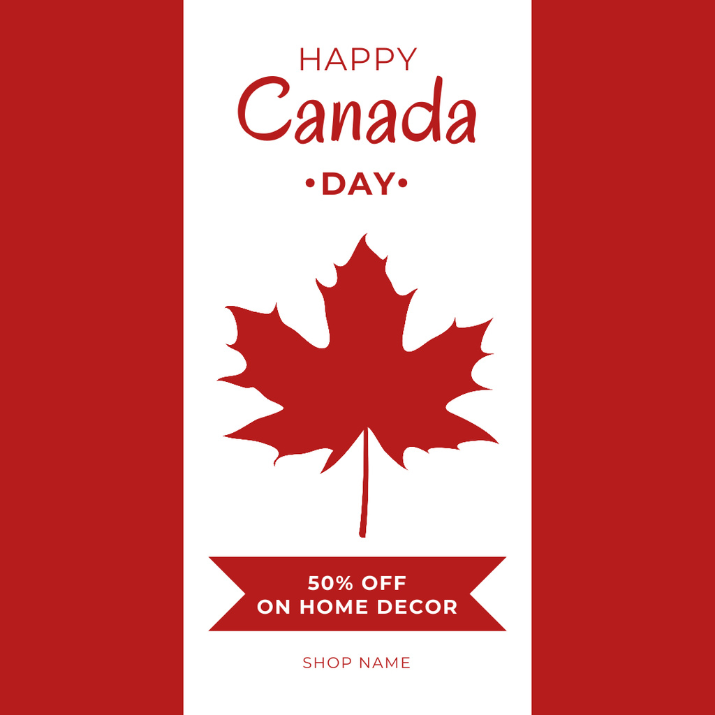 Awesome Canada Day Discounts on Home Decor Instagram Design Template