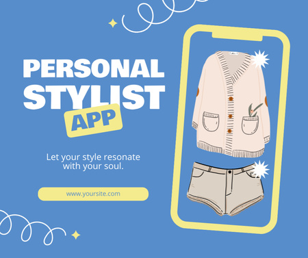 Template di design app stilista personale Facebook