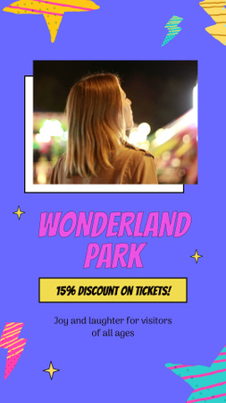 Ontwerpsjabloon van Instagram Video Story van Wonderlandpark met korting voor verlichte carrousels