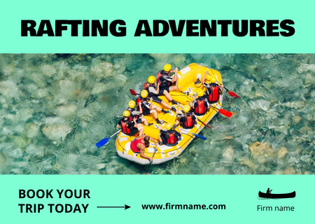 People on Rafting on Clear Water Postcard Design Template