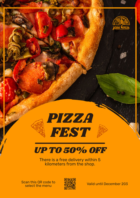 Pizza Festival Discount Announcement Poster Modelo de Design