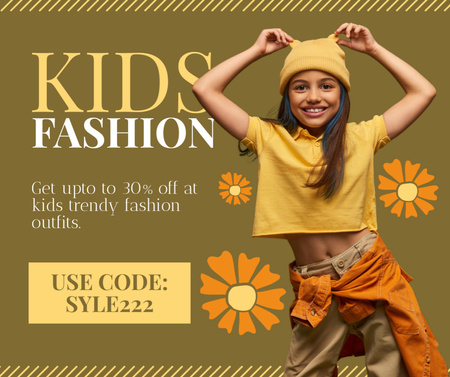 Template di design Promo di Kids Fashion con Cute Little Girl Facebook