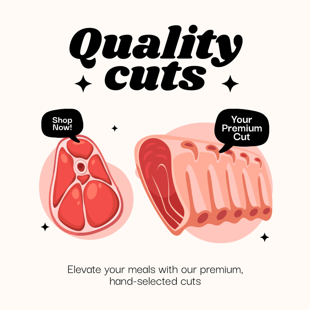 Modèle de visuel High Quality Pieces of Steaks and Ribs - Instagram AD
