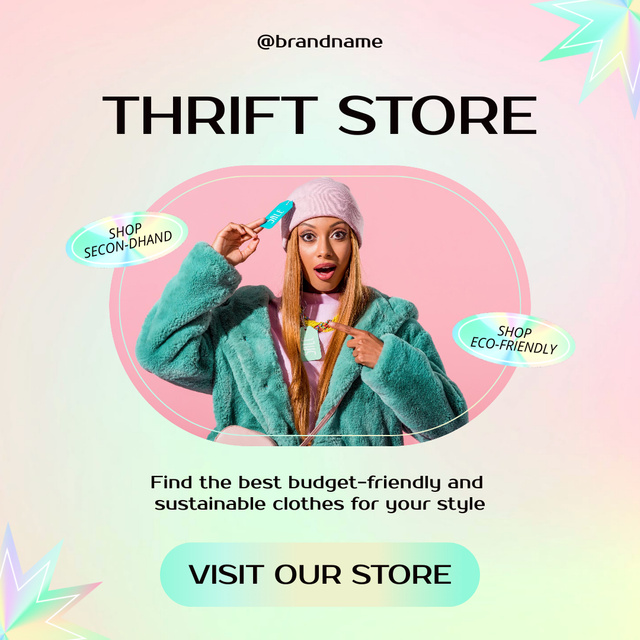 Candy color thrift store Instagram AD Design Template